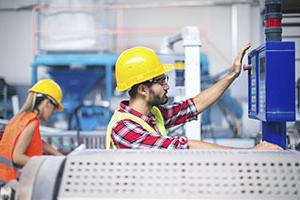 Portraits of workers in pvc factory.